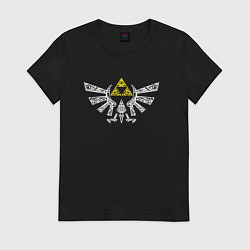 Футболка хлопковая женская The Legend of Zelda - znak, цвет: черный