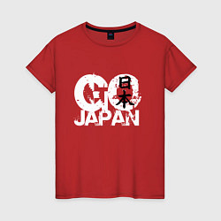 Футболка хлопковая женская Go Japan - motto, цвет: красный