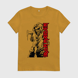Футболка хлопковая женская Iron maiden fans, цвет: горчичный