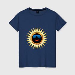 Футболка хлопковая женская Солнце в очках, цвет: тёмно-синий