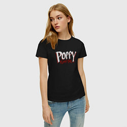 Футболка хлопковая женская Poppy Playtime лого, цвет: черный — фото 2