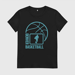 Футболка хлопковая женская Denver basket, цвет: черный