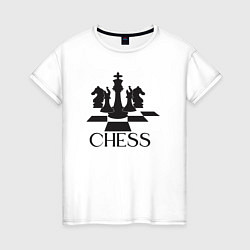 Футболка хлопковая женская Chess play, цвет: белый