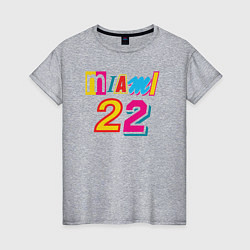 Футболка хлопковая женская Джимми Батлер 22, цвет: меланж