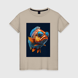 Женская футболка Рыба карп в солнечных очках