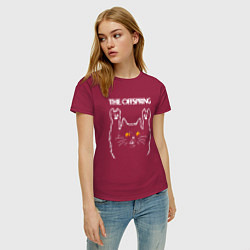 Футболка хлопковая женская The Offspring rock cat, цвет: маджента — фото 2