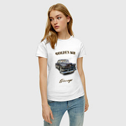 Футболка хлопковая женская Классический автомобиль Chevrolet Bel Air, цвет: белый — фото 2