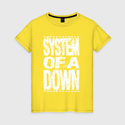 Футболка хлопковая женская System of a down - stencil, цвет: желтый