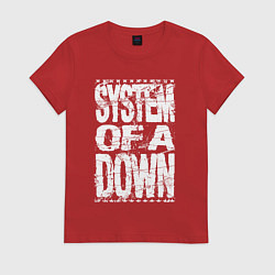 Футболка хлопковая женская System of a down - stencil, цвет: красный
