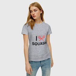 Футболка хлопковая женская I Love Squash, цвет: меланж — фото 2