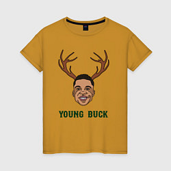 Футболка хлопковая женская Young buck, цвет: горчичный