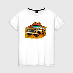 Футболка хлопковая женская Шевроле грузовик, цвет: белый
