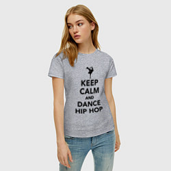 Футболка хлопковая женская Keep calm and dance hip hop, цвет: меланж — фото 2