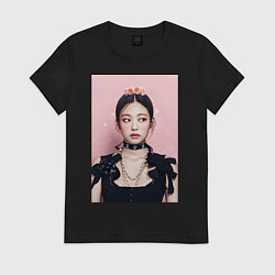 Футболка хлопковая женская Jennie из Blackpink, цвет: черный