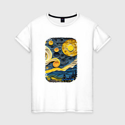 Футболка хлопковая женская Starry Night Voyage, цвет: белый