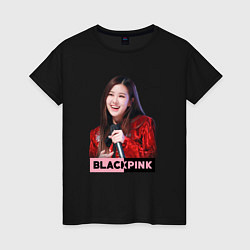 Футболка хлопковая женская Rose Blackpink, цвет: черный