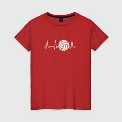 Футболка хлопковая женская Сердце волейболиста, цвет: красный