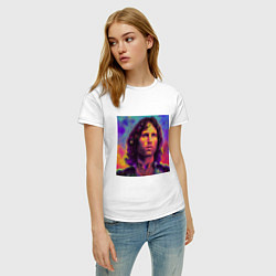 Футболка хлопковая женская Jim Morrison Strange colors Art, цвет: белый — фото 2