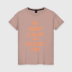 Футболка хлопковая женская Keep calm and volley on, цвет: пыльно-розовый