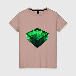 Женская футболка Куб из зелёного кристалла