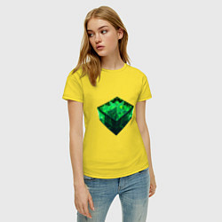 Футболка хлопковая женская Куб из зелёного кристалла, цвет: желтый — фото 2