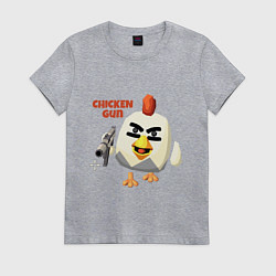 Футболка хлопковая женская Chicken Gun злой, цвет: меланж
