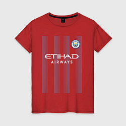 Футболка хлопковая женская Эрлинг Холанд Манчестер Сити форма 2324, цвет: красный