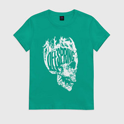 Футболка хлопковая женская Offspring skull, цвет: зеленый