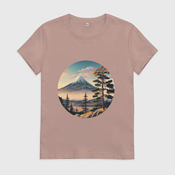 Футболка хлопковая женская Природа Японии и Дальнего Востока, цвет: пыльно-розовый