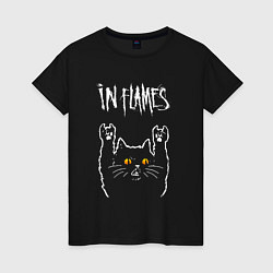 Футболка хлопковая женская In Flames rock cat, цвет: черный
