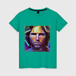 Женская футболка Jim Morrison neon portrait art