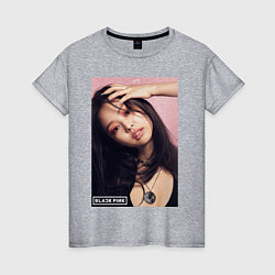 Футболка хлопковая женская Jennie Blackpink photo, цвет: меланж