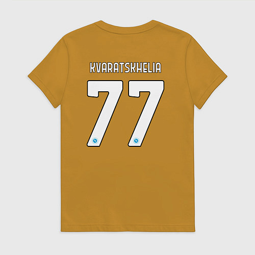 Женская футболка Хвича Кварацхелия ФК Наполи форма домашняя / Горчичный – фото 2