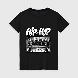 Футболка хлопковая женская Hip hop oldschool, цвет: черный