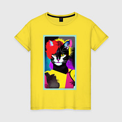 Женская футболка Lady cat - pop art - neural network