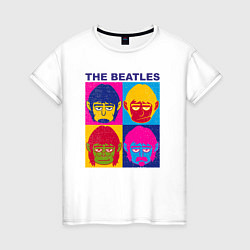 Футболка хлопковая женская The Beatles color, цвет: белый