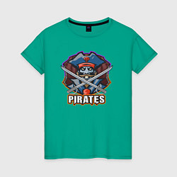 Футболка хлопковая женская Pirates team, цвет: зеленый