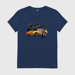 Футболка хлопковая женская Пол Уокер Toyota supra MK4, цвет: тёмно-синий