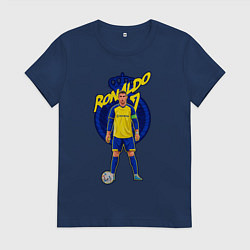 Футболка хлопковая женская Криштиану Роналду 7 Аль Наср, цвет: тёмно-синий