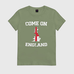 Футболка хлопковая женская Come on England, цвет: авокадо