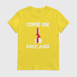 Футболка хлопковая женская Come on England, цвет: желтый