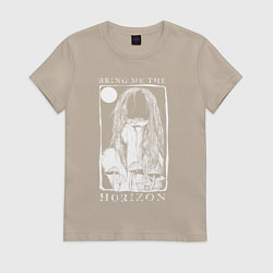 Футболка хлопковая женская Bring Me the Horizon girl, цвет: миндальный