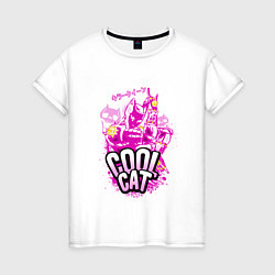 Футболка хлопковая женская Cool cat- Killer queen- Jo jo, цвет: белый