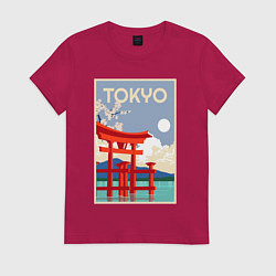 Футболка хлопковая женская Tokyo - japan, цвет: маджента