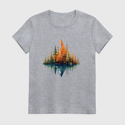 Футболка хлопковая женская Геометрический лес, цвет: меланж