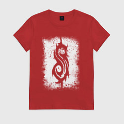 Футболка хлопковая женская Slipknot logo, цвет: красный