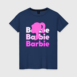 Футболка хлопковая женская Логотип Барби объемный, цвет: тёмно-синий
