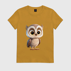 Футболка хлопковая женская Совенок Кики, цвет: горчичный