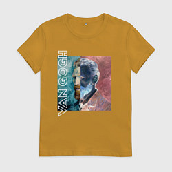 Футболка хлопковая женская Van Gogh Negative, цвет: горчичный