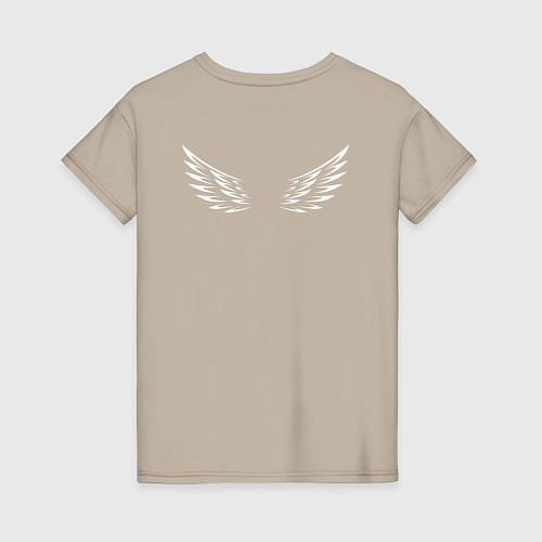 Женская футболка Папина дочка ангел с крыльями на спине / Миндальный – фото 2